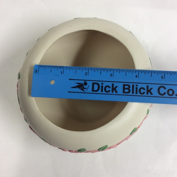 Vintage Round Rose Floral Ceramic Pot Vase - Picture 6 of 8